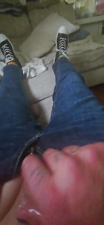 Sissy faggot jerking off wearing stepdaughters cloths