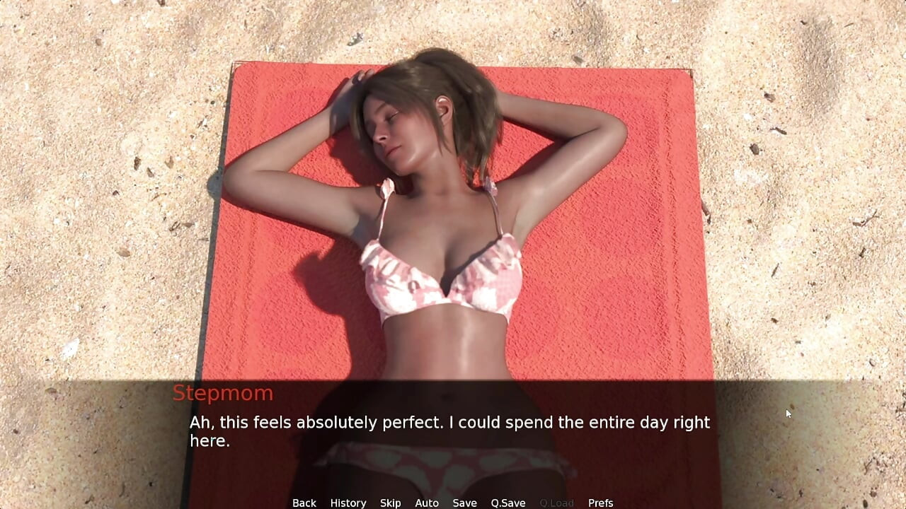 Stepson Applying Sunscreen On Stepmom Body On Beach And Massaging Her Boobs