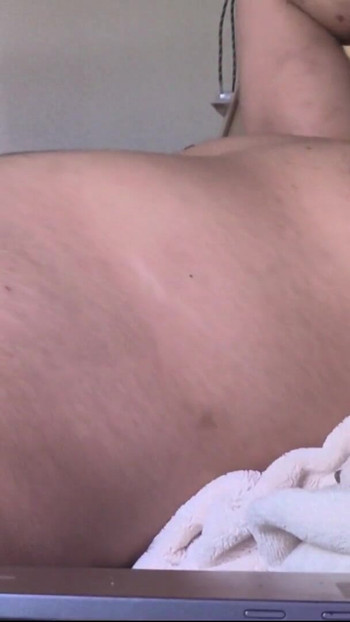 Must-see moment from "Belly inflation while jerking my uncut cock"