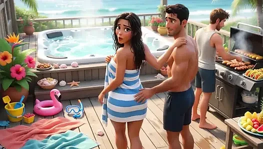 Panas Musim Panas Rahasia di Jacuzzi Rumah Pantai dengan Teman Terdekat Pasangan Saya (Dihasilkan oleh Ai)