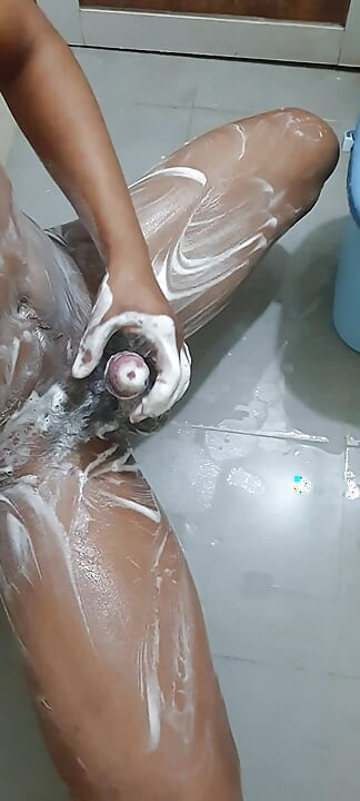 Sexy boy masturbation while bathing
