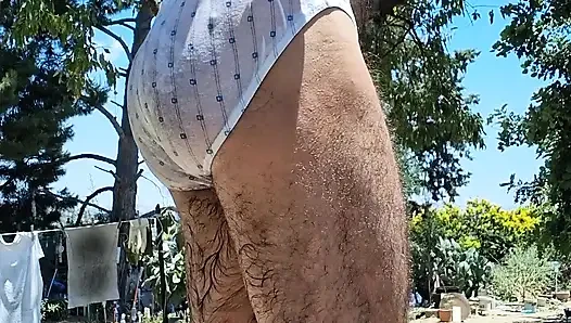 İç çamaşırlı kıllı adam