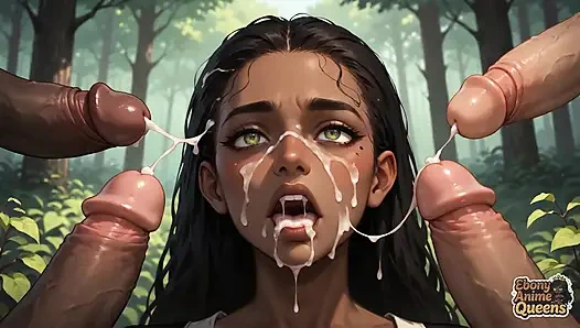 Döl sıçraması ile ormanda oral mutluluk - siyah xxx porno!