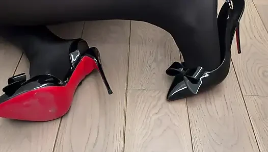 Prostate orgasm so hard in layered black pantyhose