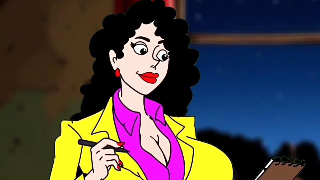 Cette Brune Mariée À Forte Poitrine Ne Peut Résister À La Vue D’une Grosse Bite Noire. Dessin Animé