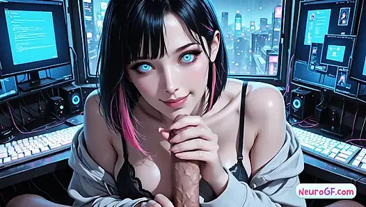 Neon slut rides in server room