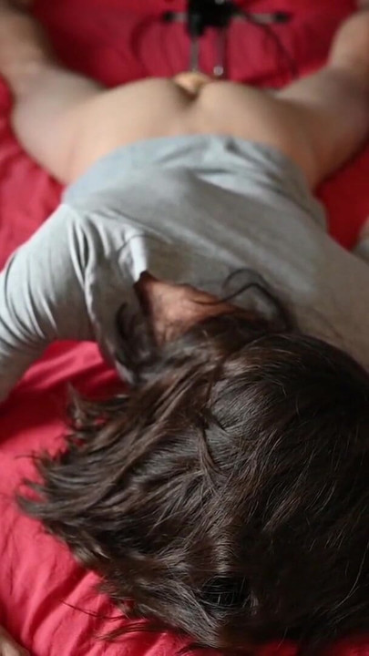 MiaMia strokes her hair while she's being kissed on the bed | Clip 1