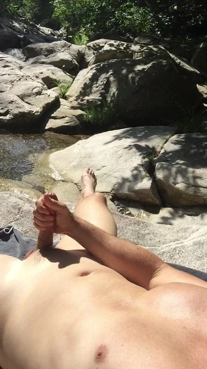 Big cock outdoor masturbation