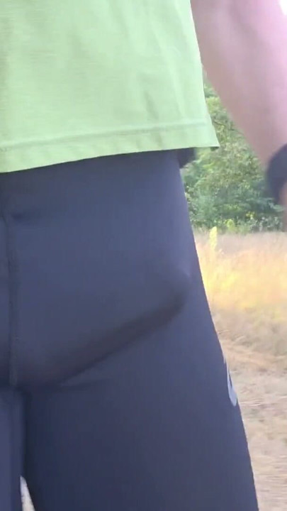 Public lycra bulge outdoor | Clip 1