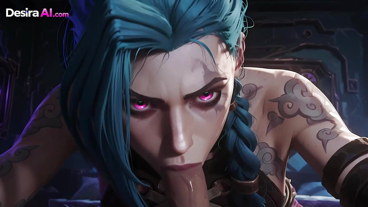 Tatooed Hottie Jinx Rides Hard, Finishing With Blowjob And Cum AI Generated