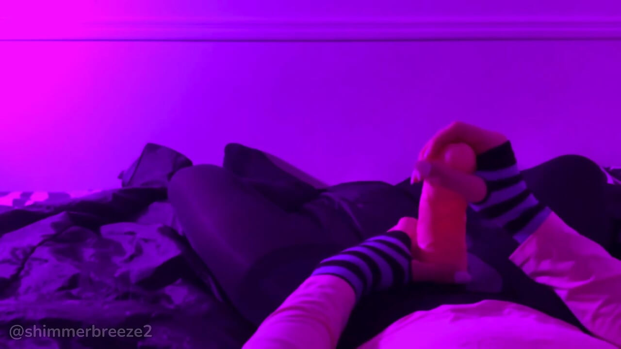 Strap-on stroke session with a big dildo