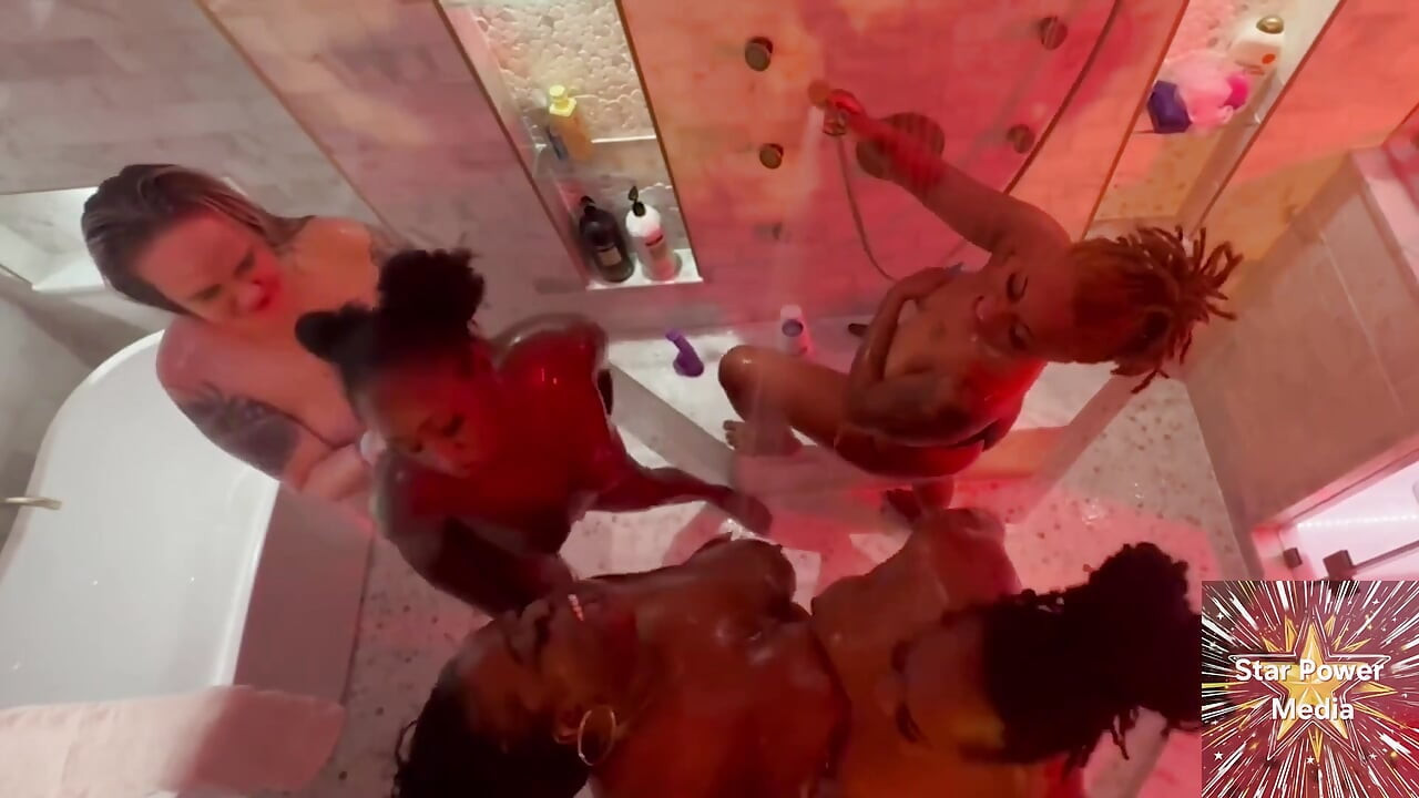 Omgiana's Soapy Lesbian Shower Orgy & 5-girl Toy Play Double Feature