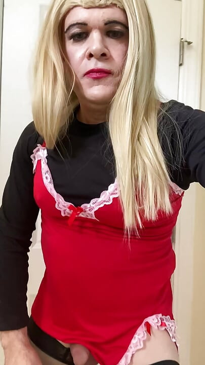 Part 1 Amateur Sissy Crossdresser in lingerie stockings high heels with small dick talks dirty sex talk