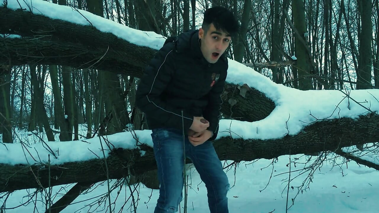 Winter Jerk off in Snowy Land Two Times