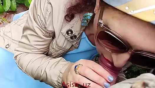 Muslim Woman Gives Head in City Park, Takes off Panties and Pees,shows Her Pussy.
