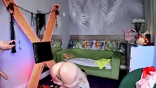 18YO BAD MAID PUNISHED AS HUMAN FURNITURE... All holes used Magic wand + Lush DP, hard pounding, ATM & anal creampie