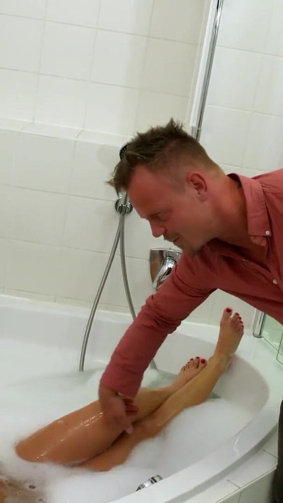 Thrilling moment from "GERMAN TEEN JOLEE LOVE SURPRISED AND FUCKED IN BATHROOM BY BRO"