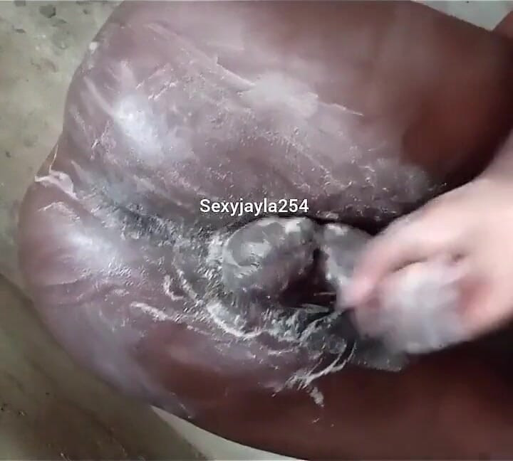 Naughty African Guy Solo Masturbation in the Shower Part 1