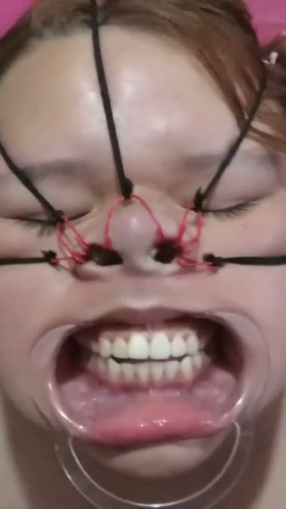 Fucking her face in a beautiful bondage style | Clip 1