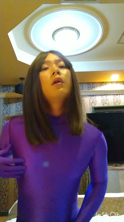 Crossdresser masturbate wearing morphsuit | Clip 1