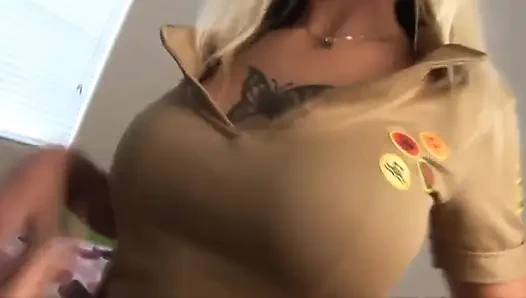 Blonde bitch Tricia riding cock with her horny ass