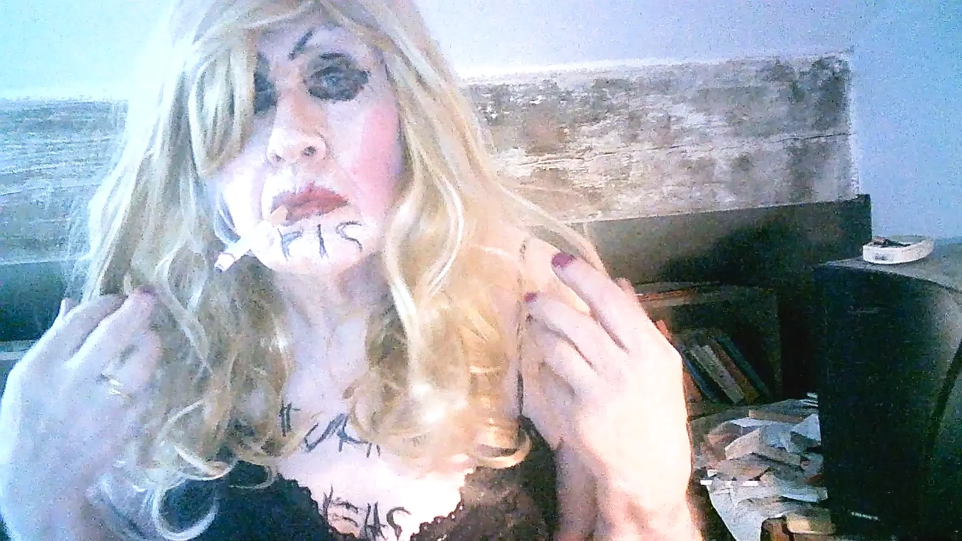 Smoking fuckpig slag Sarah's piss drinking, anal penetration, and wanking humiliation