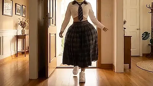 Petite Big Ass Schoolgirl Teasing at Home