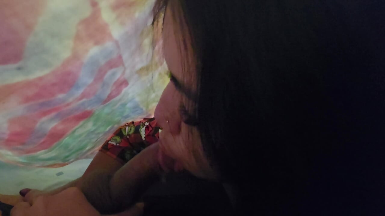 Sara Sodi sucks his cock under the cover and then asks for cock on all fours