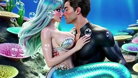 Underwater fantasy where a diver discovers a mesmerizing mermaid