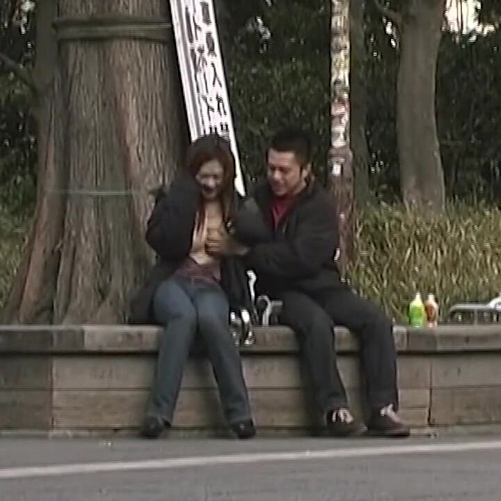 Mature Brunette MILF Flirts Wildly with Lucky Stranger Outdoors