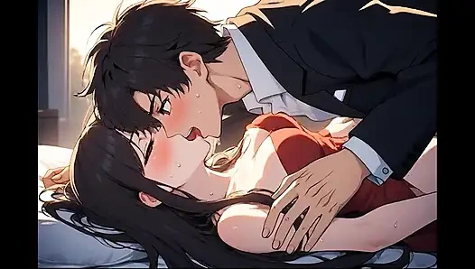 Yakın çekim öpüşme animasyonunda 3 boyutlu çizgi film, yapay zeka tarafından oluşturulan çizgi film içeriği, 18 yaşındaki anime kızın sansürsüz videosu