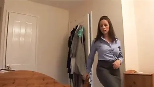 Angry step mom gives her boyfriend a harsh handjob