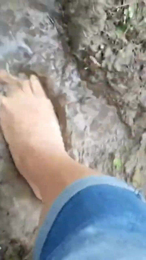 Bare feet getting muddy fun