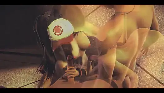 Shingeki no kyojin hentai - atack on titans - sara üçlü seks yapıyor - Japon Asyalı manga anime film oyunu porno