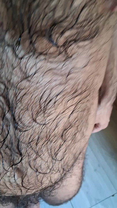 Wet body hair after showering