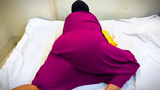 arabian Hijab girl inserts toy into chubby big ass hole, pleasure