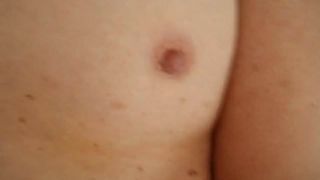 looking at wife's small titties, fucking, fingering, cumming