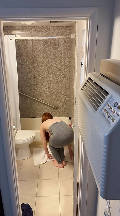 Redhead Undressing and Showering