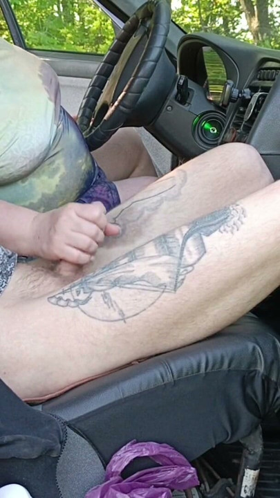 in the car in the parking lot, my mother-in-law jerks off my dick until I cum | Clip 2