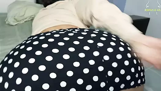 My dirty stepdad comes into my room, caresses my pussy and ends up stick...