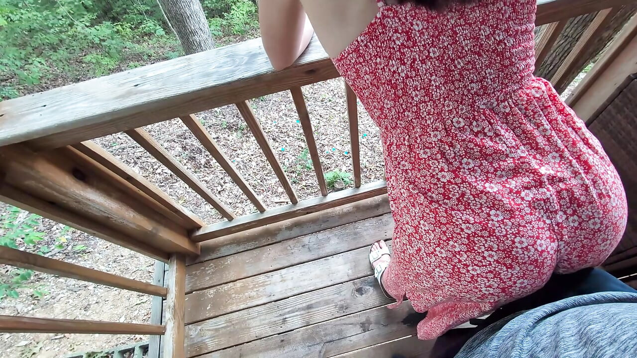 POV lap dance from redhead in summer dress