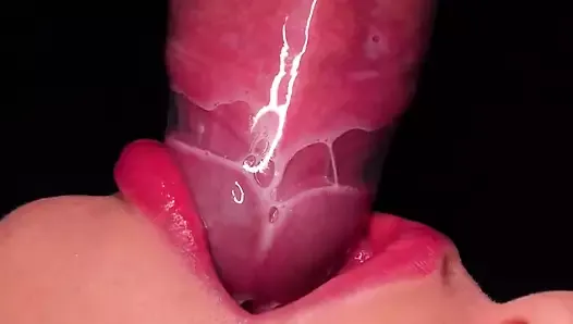 Blowjob with Condom, Then Breaks It and Takes All the Sperm in His Mouth