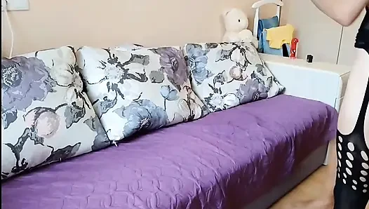 Skinny wife susk, deep throat and anal with open legs