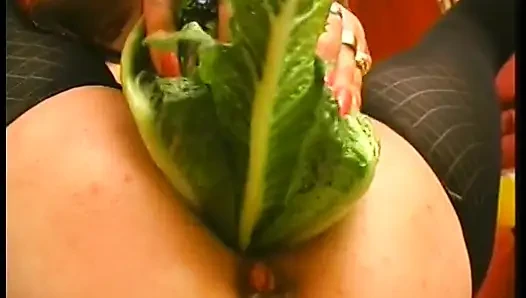 Nasty granny puts anything she can find in her pussy