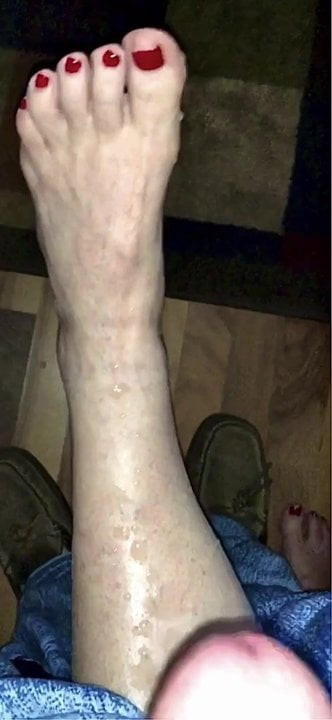 Cumshots On Wifes Legs Feet and Sexy Toes