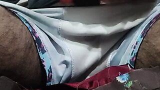 Dick head rub with satin silky suit of cousin sister (26)