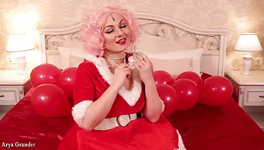 Masturbasi bantal dan balon udara fetish santa MILF