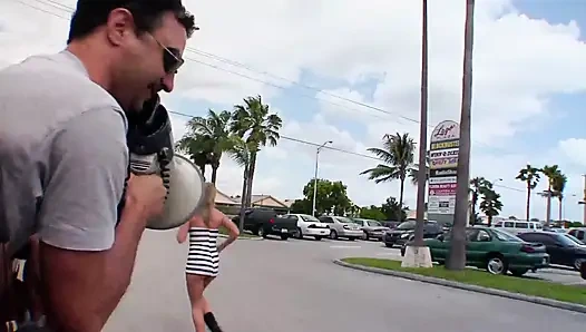 Slut girl shows off her ass outdoor and she's fucked by her mad boyfriend