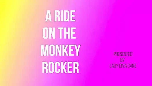 Male Slave Riding The Monkey Rocker in the Leather Arn Binder while Mistress Fills the Urinal Gag