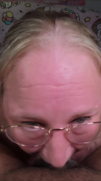 Throat Goblin 128 BBW Blonde with Glasses Gives Sloppy Interracial Blowjob